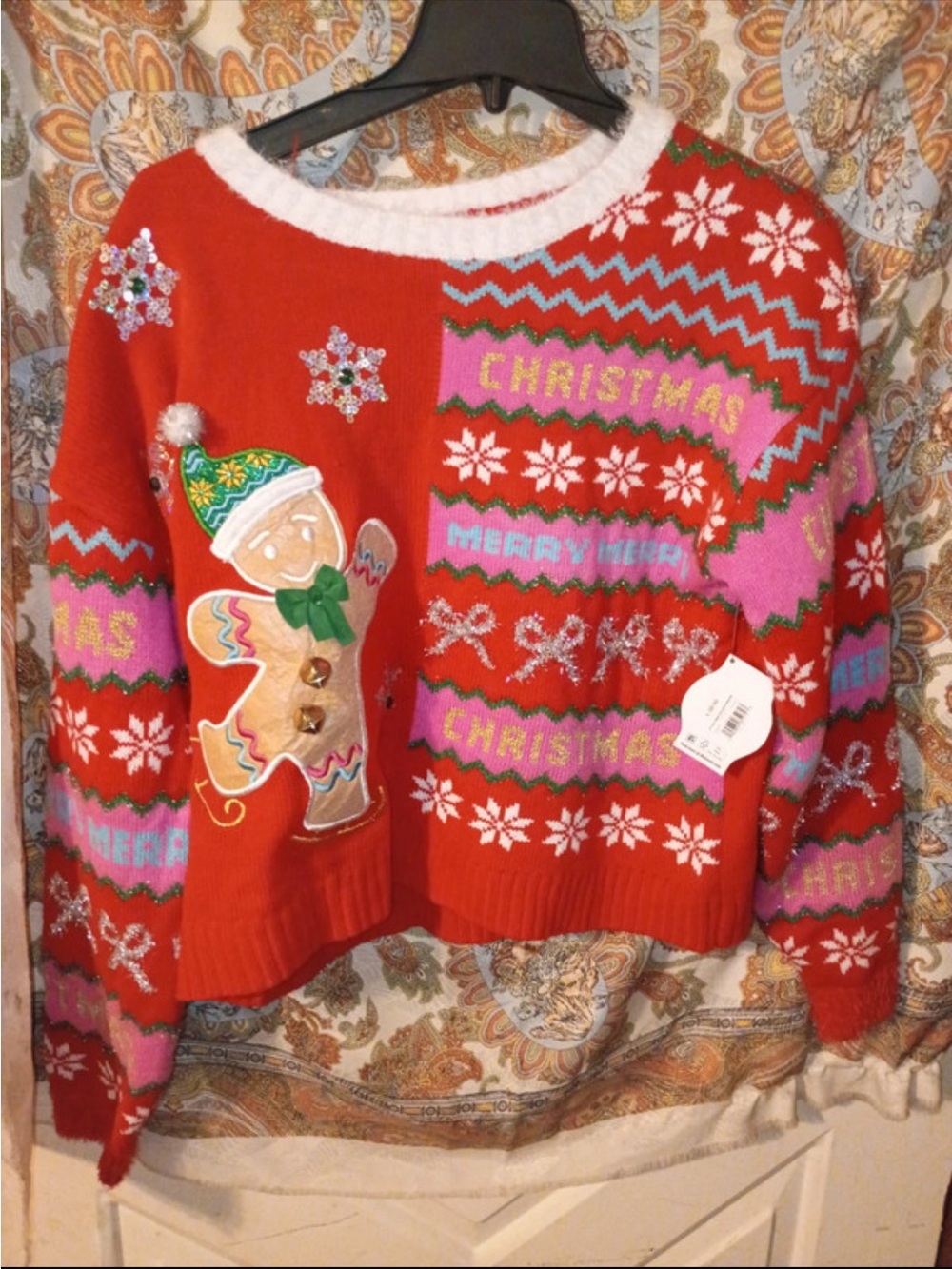 Women’s Red Christmas Gingerbread Sweater - Holiday Knit